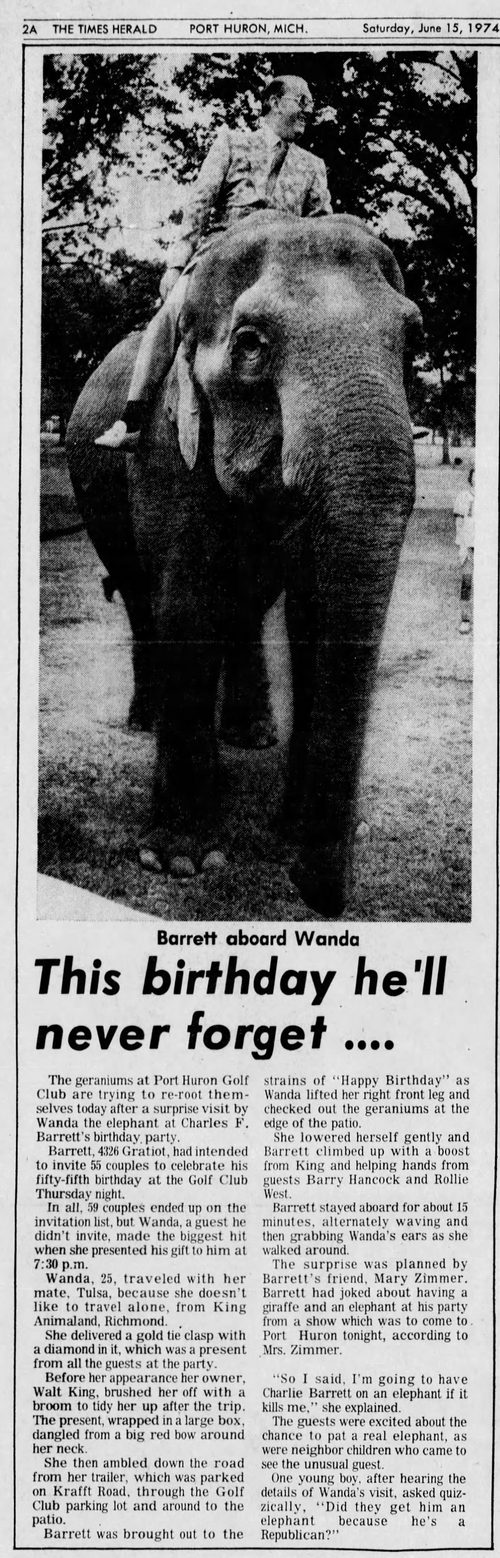 Kings Animaland Park - Jun 15 1974 Article On Wanda The Elephant